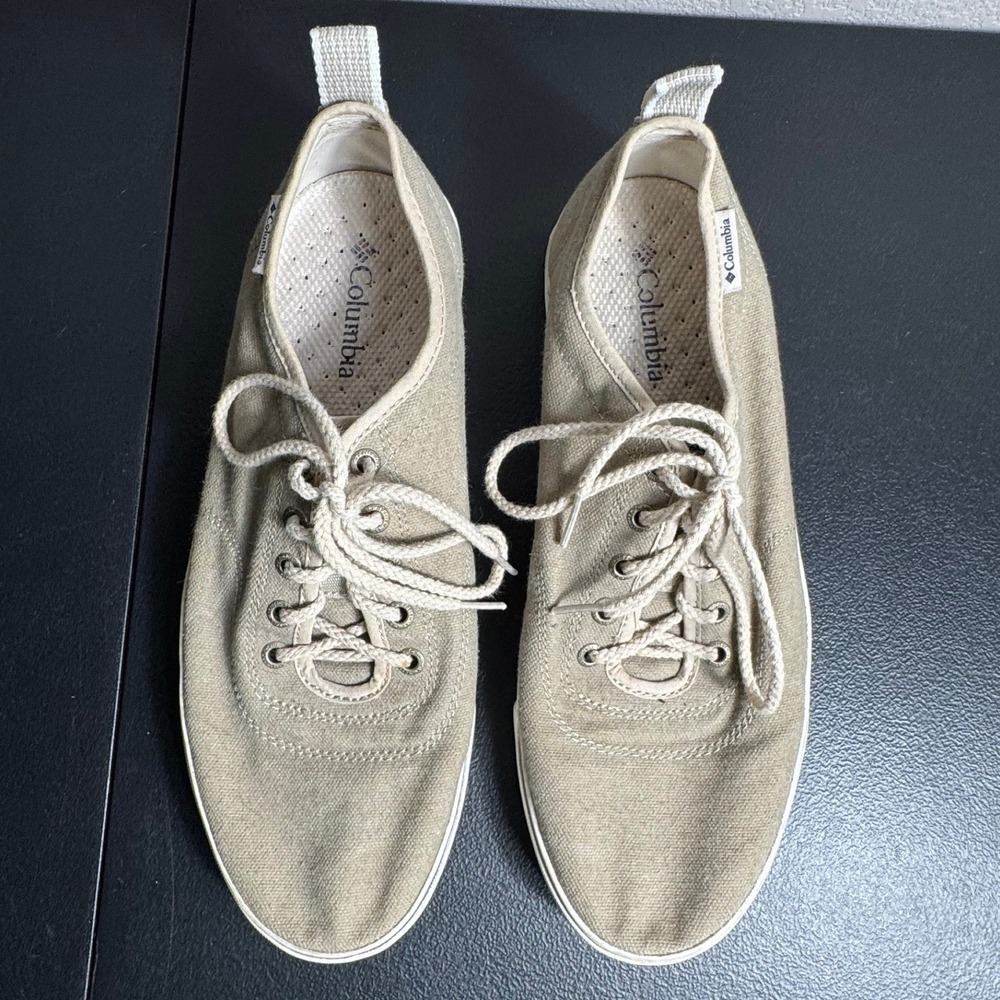 Columbia PFG Bahama Vent Mens 10.5 Tan Canvas Boat Shoes Sneakers Low Top Khaki - Picture 3 of 9